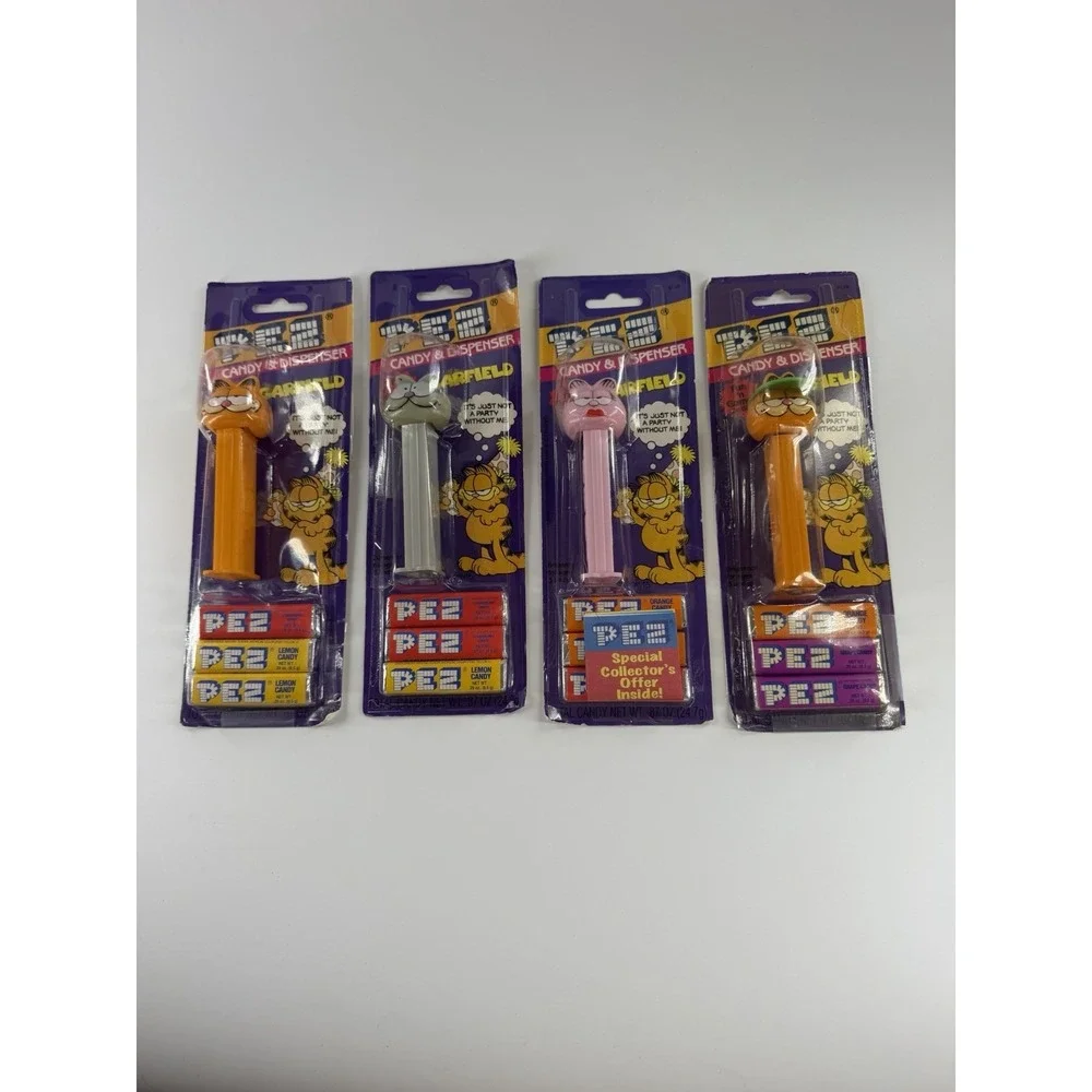 Vintage Garfield‎ PEZ Dispenser Lot 4 Sealed Carded Nermal Arlene Garfield